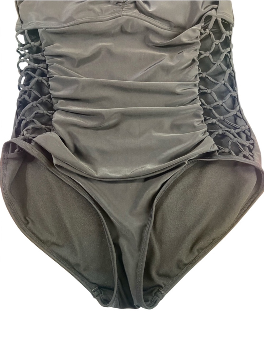 Ashley Graham Swimsuits For All Boss Black Strappy Lattice One-Piece Swimsuit 14 - Picture 5 of 7